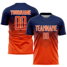 Load image into Gallery viewer, Custom Navy Orange-White Sublimation Soccer Uniform Jersey