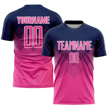 Load image into Gallery viewer, Custom Navy Pink-White Sublimation Soccer Uniform Jersey