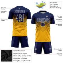 Load image into Gallery viewer, Custom Gold Navy-White Sublimation Soccer Uniform Jersey