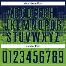 Load image into Gallery viewer, Custom Neon Green Navy Sublimation Soccer Uniform Jersey