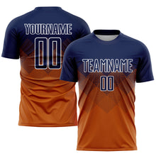 Load image into Gallery viewer, Custom Texas Orange Navy-White Sublimation Soccer Uniform Jersey