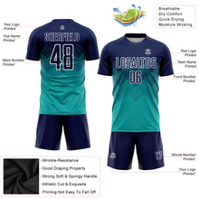 Load image into Gallery viewer, Custom Aqua Navy-White Sublimation Soccer Uniform Jersey