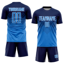 Load image into Gallery viewer, Custom Navy Powder Blue-White Sublimation Soccer Uniform Jersey