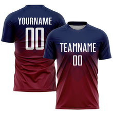 Load image into Gallery viewer, Custom Navy White-Crimson Sublimation Soccer Uniform Jersey