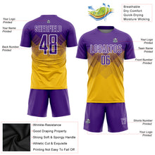 Load image into Gallery viewer, Custom Gold Purple-White Sublimation Soccer Uniform Jersey
