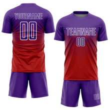 Load image into Gallery viewer, Custom Red Purple-White Sublimation Soccer Uniform Jersey