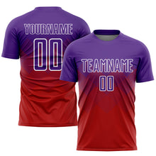 Load image into Gallery viewer, Custom Red Purple-White Sublimation Soccer Uniform Jersey