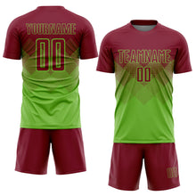 Load image into Gallery viewer, Custom Neon Green Crimson Sublimation Soccer Uniform Jersey
