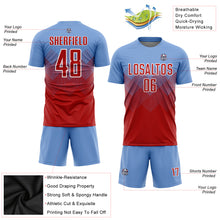Load image into Gallery viewer, Custom Light Blue Red-White Sublimation Soccer Uniform Jersey