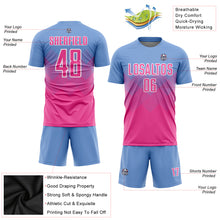 Load image into Gallery viewer, Custom Light Blue Pink-White Sublimation Soccer Uniform Jersey