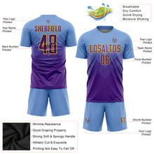 Load image into Gallery viewer, Custom Light Blue Purple-Gold Sublimation Soccer Uniform Jersey