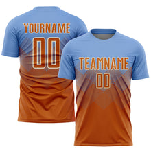 Load image into Gallery viewer, Custom Light Blue Texas Orange-Cream Sublimation Soccer Uniform Jersey