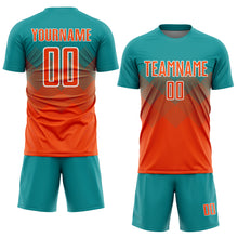 Load image into Gallery viewer, Custom Teal Orange-White Sublimation Soccer Uniform Jersey