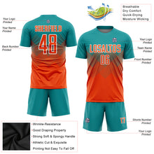 Load image into Gallery viewer, Custom Teal Orange-White Sublimation Soccer Uniform Jersey