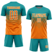 Load image into Gallery viewer, Custom Teal Bay Orange-White Sublimation Soccer Uniform Jersey