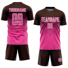 Load image into Gallery viewer, Custom Brown Pink-White Sublimation Soccer Uniform Jersey