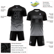 Load image into Gallery viewer, Custom Black Gray Pinstripe Fade Fashion Sublimation Soccer Uniform Jersey