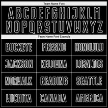 Load image into Gallery viewer, Custom Black White Pinstripe Fade Fashion Sublimation Soccer Uniform Jersey