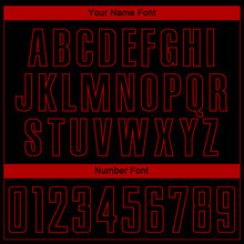 Load image into Gallery viewer, Custom Black Red Pinstripe Fade Fashion Sublimation Soccer Uniform Jersey