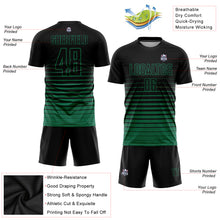 Load image into Gallery viewer, Custom Black Kelly Green Pinstripe Fade Fashion Sublimation Soccer Uniform Jersey