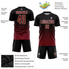 Load image into Gallery viewer, Custom Black Maroon-Cream Pinstripe Fade Fashion Sublimation Soccer Uniform Jersey