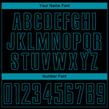 Load image into Gallery viewer, Custom Black Teal Pinstripe Fade Fashion Sublimation Soccer Uniform Jersey