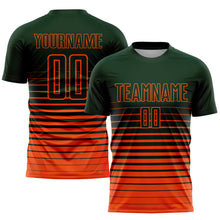 Load image into Gallery viewer, Custom Green Orange Pinstripe Fade Fashion Sublimation Soccer Uniform Jersey