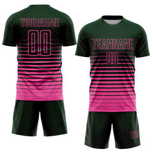Load image into Gallery viewer, Custom Green Pink Pinstripe Fade Fashion Sublimation Soccer Uniform Jersey