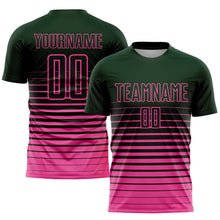 Load image into Gallery viewer, Custom Green Pink Pinstripe Fade Fashion Sublimation Soccer Uniform Jersey