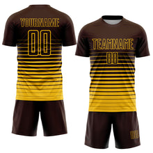 Load image into Gallery viewer, Custom Brown Yellow Pinstripe Fade Fashion Sublimation Soccer Uniform Jersey