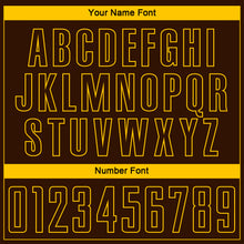 Load image into Gallery viewer, Custom Brown Yellow Pinstripe Fade Fashion Sublimation Soccer Uniform Jersey