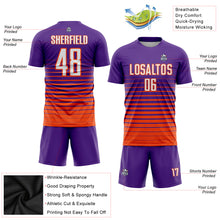 Load image into Gallery viewer, Custom Purple White-Orange Pinstripe Fade Fashion Sublimation Soccer Uniform Jersey