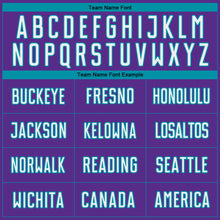 Load image into Gallery viewer, Custom Purple White-Teal Pinstripe Fade Fashion Sublimation Soccer Uniform Jersey