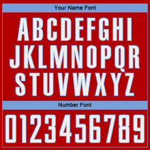 Load image into Gallery viewer, Custom Red White-Light Blue Pinstripe Fade Fashion Sublimation Soccer Uniform Jersey