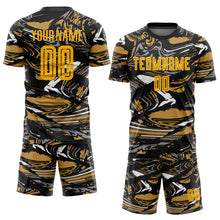 Load image into Gallery viewer, Custom Figure Gold-Old Gold Sublimation Soccer Uniform Jersey