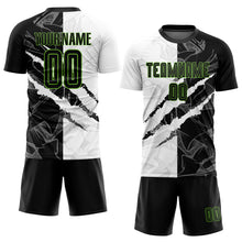 Load image into Gallery viewer, Custom Graffiti Pattern Black-Neon Green Scratch Sublimation Soccer Uniform Jersey