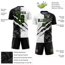 Load image into Gallery viewer, Custom Graffiti Pattern Black-Neon Green Scratch Sublimation Soccer Uniform Jersey