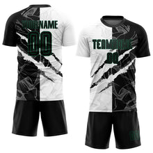 Load image into Gallery viewer, Custom Graffiti Pattern Black-Kelly Green Scratch Sublimation Soccer Uniform Jersey
