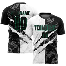 Load image into Gallery viewer, Custom Graffiti Pattern Black-Kelly Green Scratch Sublimation Soccer Uniform Jersey