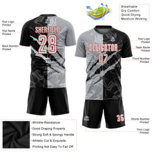 Load image into Gallery viewer, Custom Graffiti Pattern White Black Gray-Red Scratch Sublimation Soccer Uniform Jersey