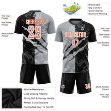 Load image into Gallery viewer, Custom Graffiti Pattern White Black Gray-Orange Scratch Sublimation Soccer Uniform Jersey