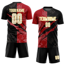 Load image into Gallery viewer, Custom Graffiti Pattern White Black Red-Yellow Scratch Sublimation Soccer Uniform Jersey