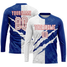 Load image into Gallery viewer, Custom Graffiti Pattern White Royal-Red Scratch Sublimation Soccer Uniform Jersey