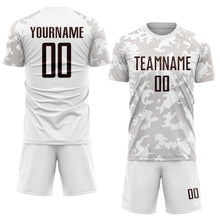 Load image into Gallery viewer, Custom White Brown Sublimation Soccer Uniform Jersey