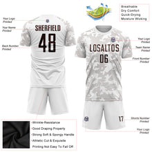 Load image into Gallery viewer, Custom White Brown Sublimation Soccer Uniform Jersey