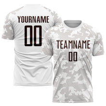 Load image into Gallery viewer, Custom White Brown Sublimation Soccer Uniform Jersey
