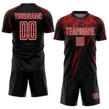 Load image into Gallery viewer, Custom Black Red-White Sublimation Soccer Uniform Jersey