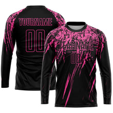 Load image into Gallery viewer, Custom Black Pink Sublimation Soccer Uniform Jersey
