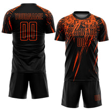 Load image into Gallery viewer, Custom Black Orange Sublimation Soccer Uniform Jersey