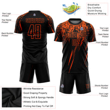 Load image into Gallery viewer, Custom Black Orange Sublimation Soccer Uniform Jersey